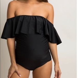 PinkBlush Sz Sm Black Ruffle One Piece Swimsuit